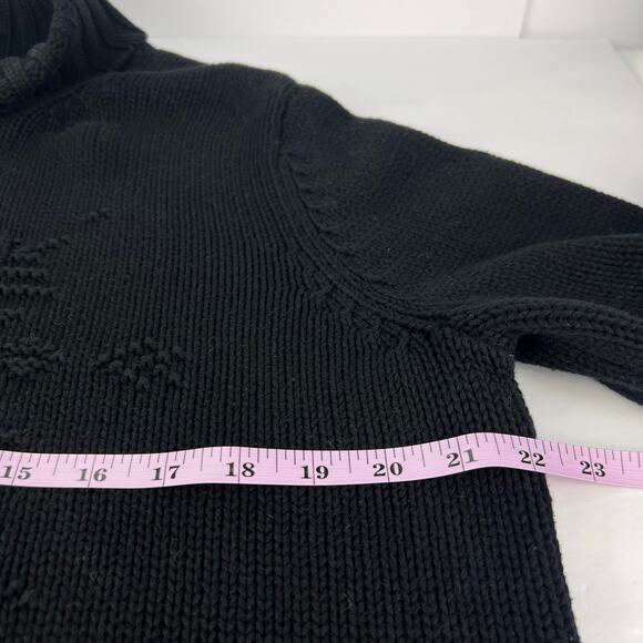 Lauren Ralph Lauren M Chunky Cotton Black Snowflake Turtleneck Knit Sweater - Picture 9 of 10